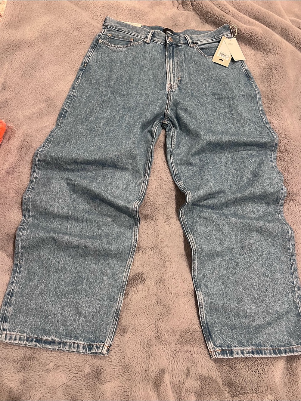 H&M Men’s Blue Medium Wash Denim Jeans Baggy Fit Mid Rise 5-Pocket 32/32